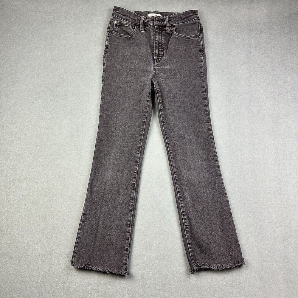 Madewell Jeans Womens 26 Faded Black High Rise Cali Demi Boot Denim Raw Hem